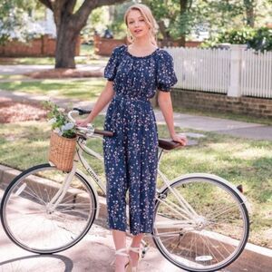 Gal Meets Glam blue‎ floral Violet jumpsuit size 2